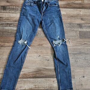 Old Navy Rockstar Dark Blue Distressed Skinny Jeans